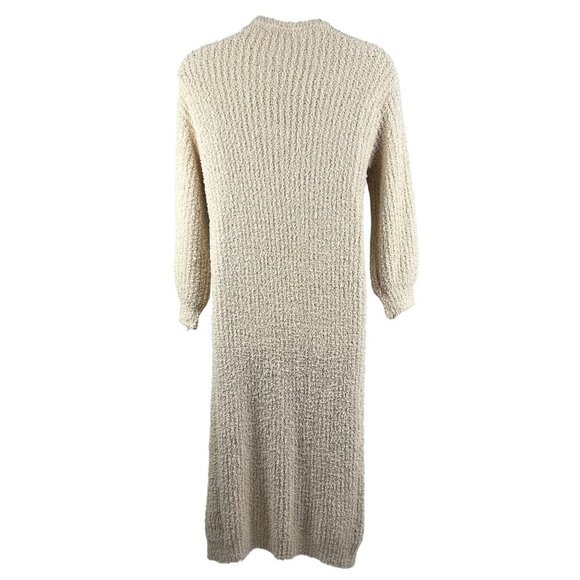 Hers & Mine Womens S Fuzzy Soft Long Maxi Beige Loose Knit Open Cardigan Pocket - Picture 2 of 15